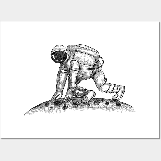 Astronaut Walking On Moon Wall Art by Mako Design 